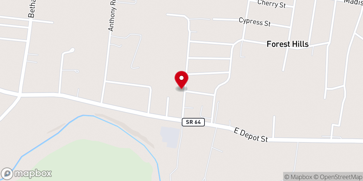Map showing location of Faith Baptist Church