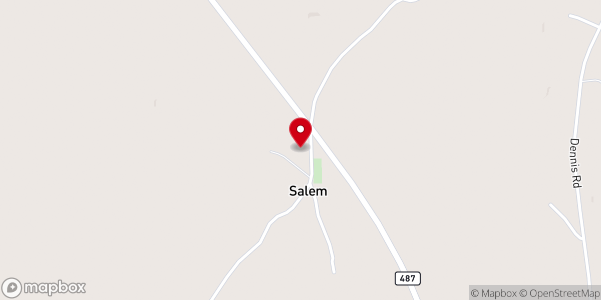 Map showing location of Salem Cumberland Presbyterian Church