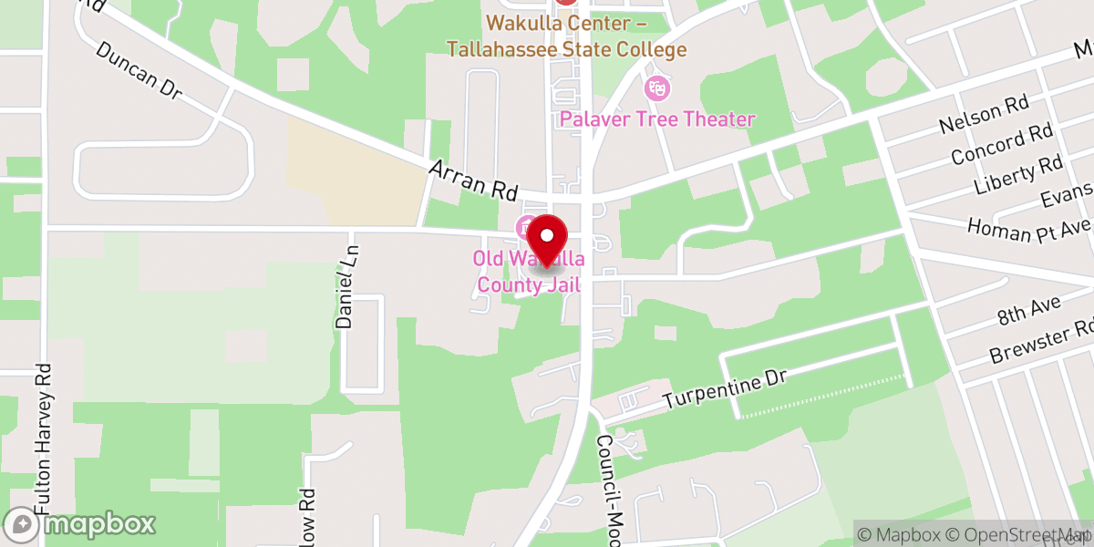 Map showing location of First Baptist Church of Crawfordville