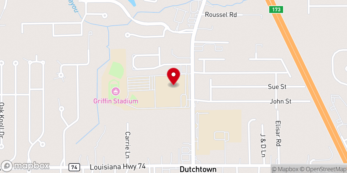 Map showing location of Dutchtown High School