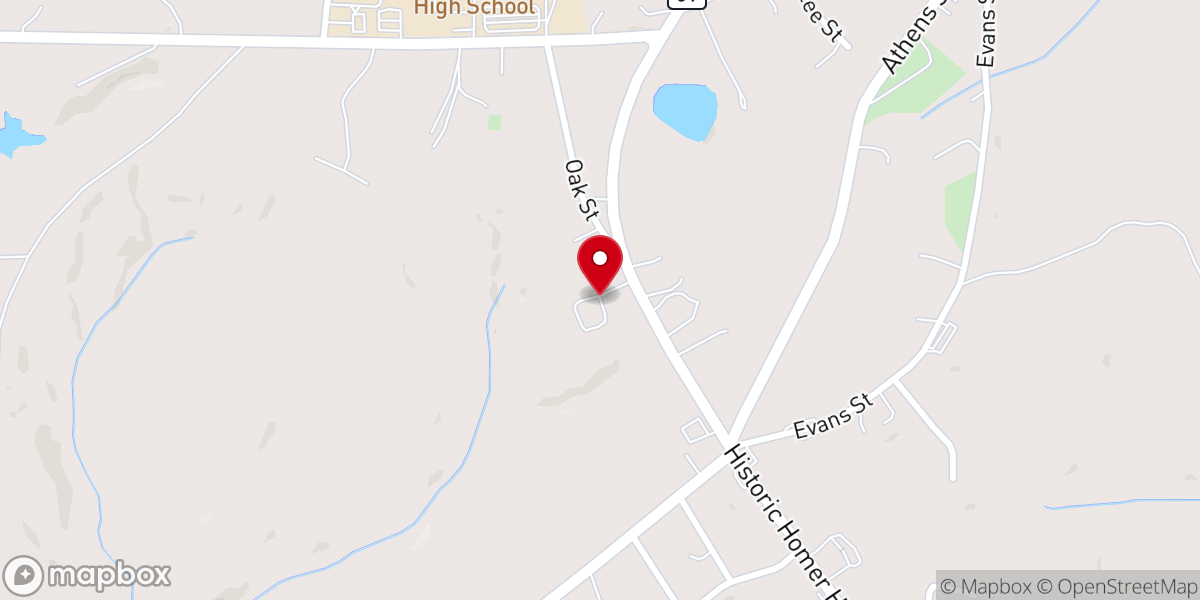 Map showing location of Homer Baptist Church