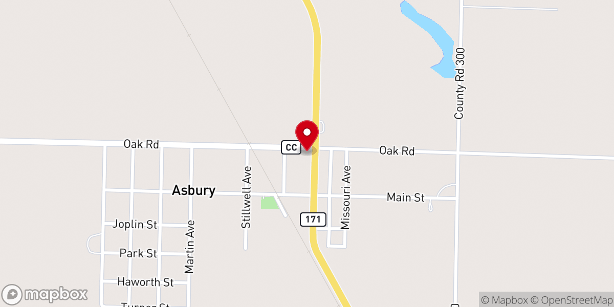 Map showing location of Asbury Baptist Church