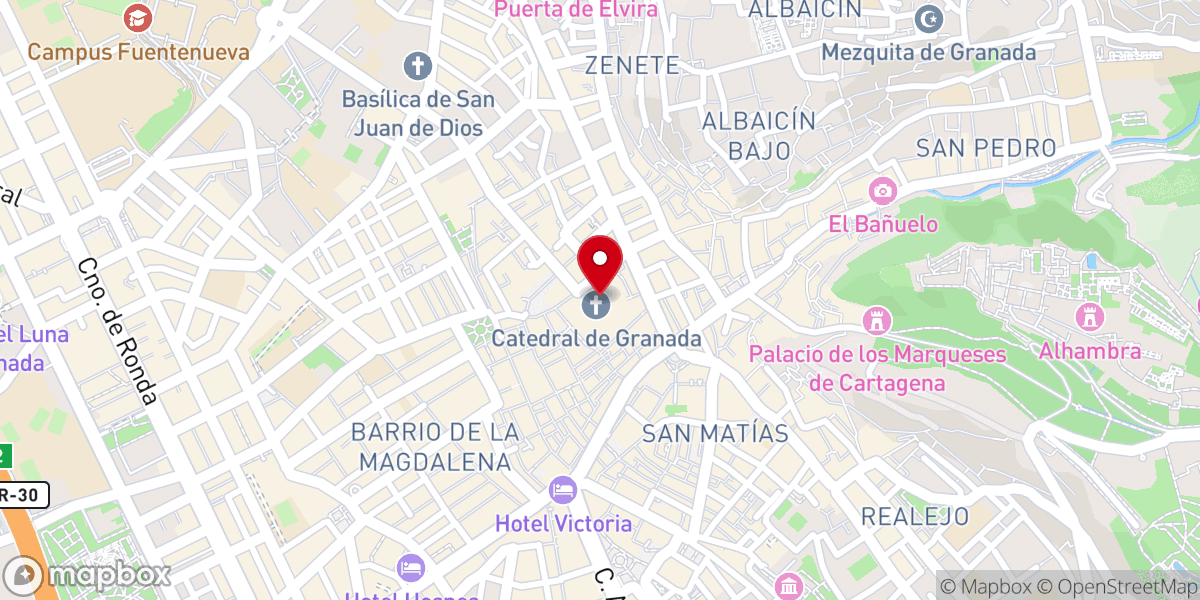 Map showing location of Catedral de Granada