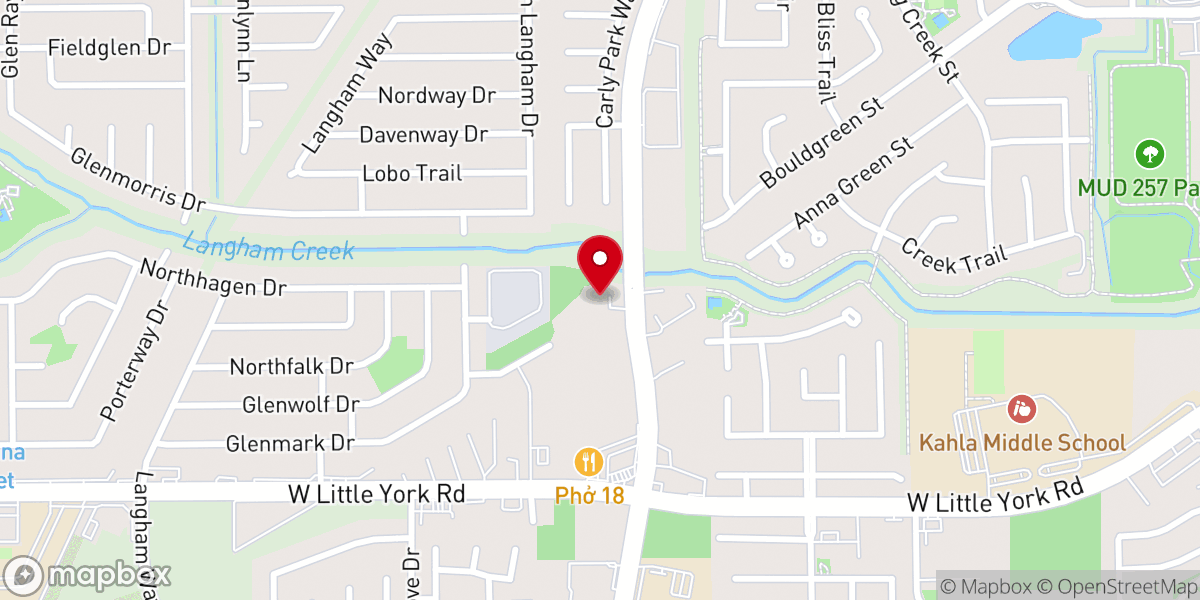 Map showing location of Houston Faith Family Church