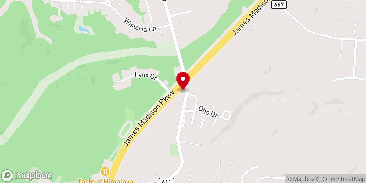 Map showing location of Hanover Baptist Church