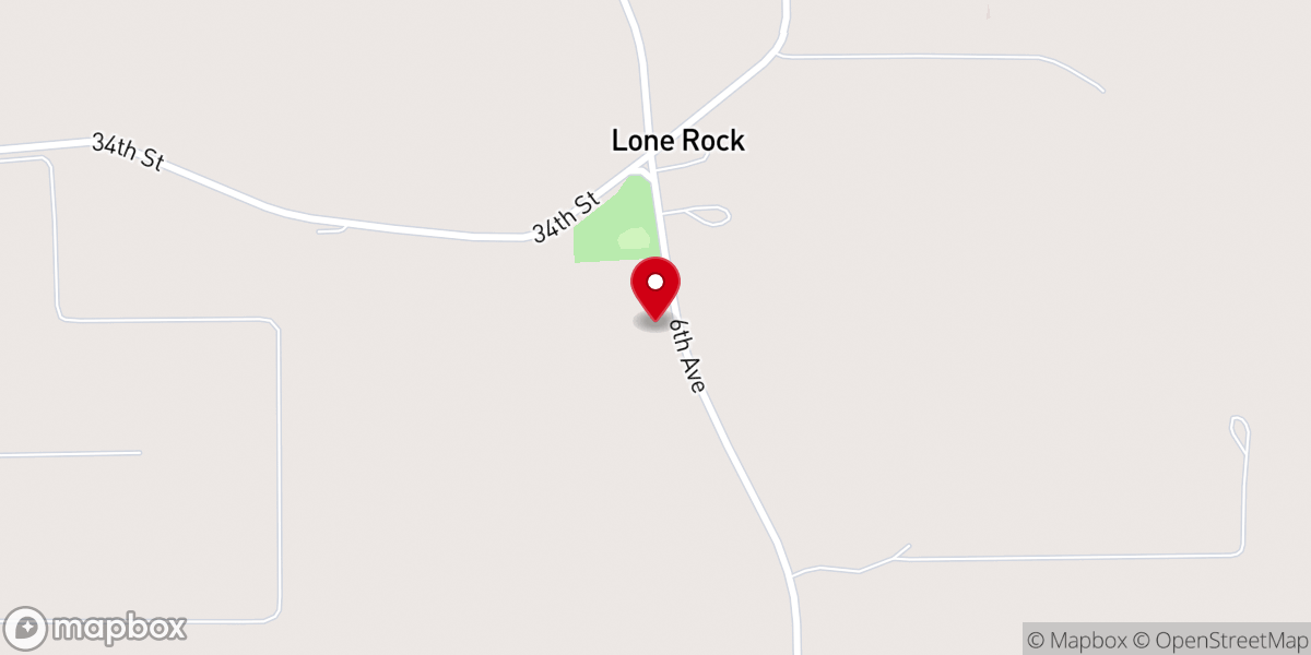 Map showing location of Lone Rock Baptist Church