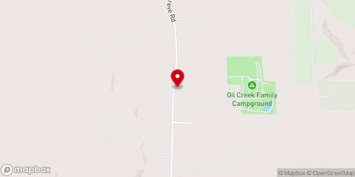 Map showing location of Oil Creek Family Campground