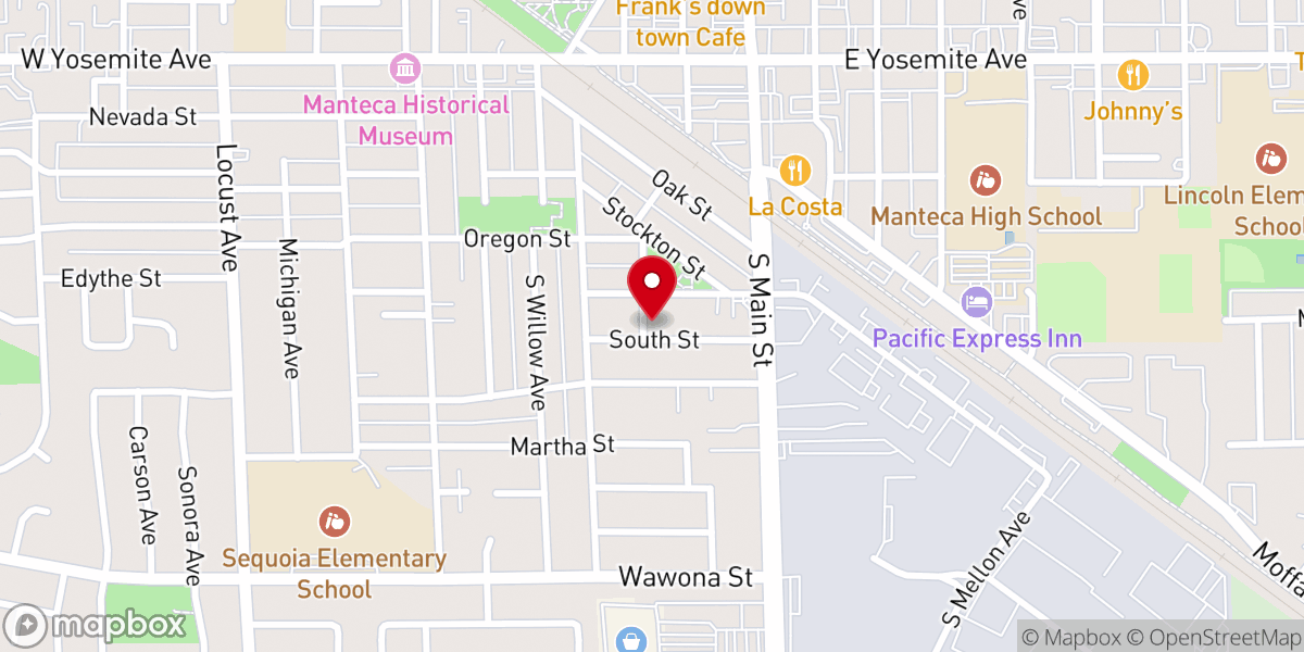 Map showing location of Manteca Church of God