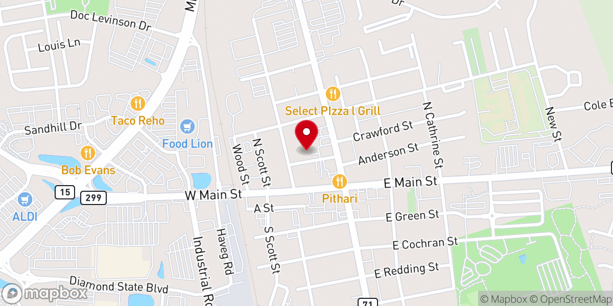 Map showing location of Summit Bridge Evangelical Free Church