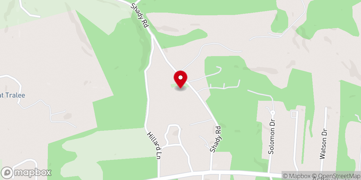 Map showing location of Shady Baptist Church