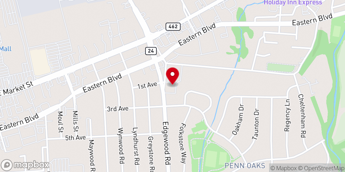 Map showing location of Yorkshire United Methodist Church