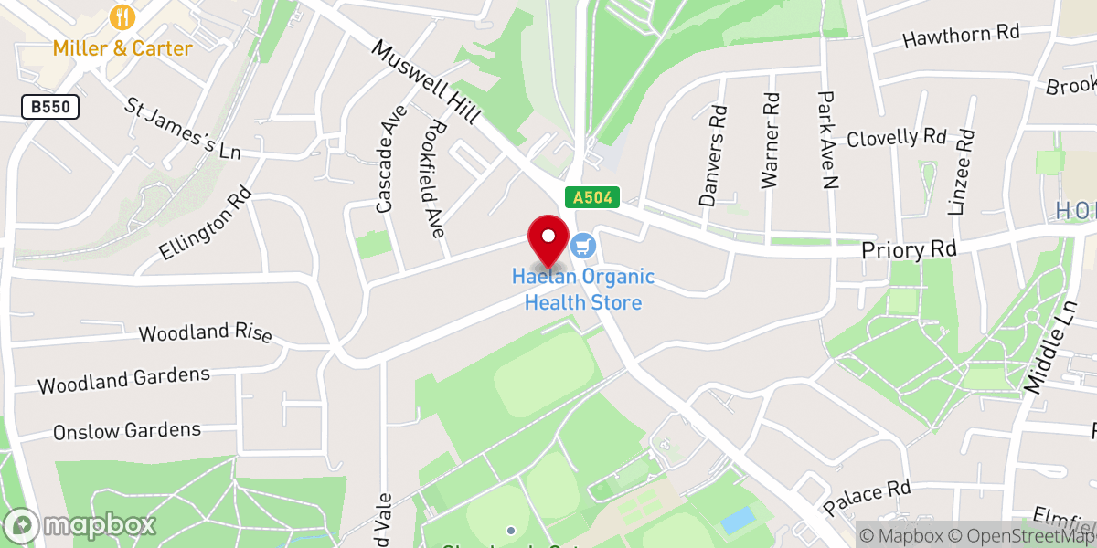 Map showing location of St Mary with St George Church, Hornsey