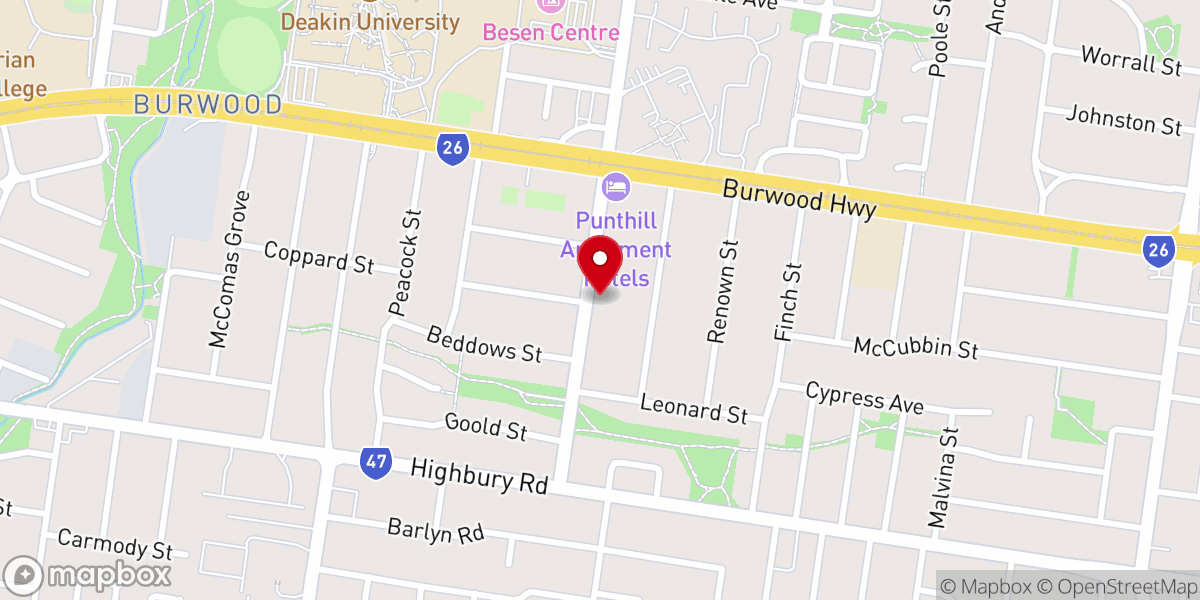 Map showing location of St Thomas' Anglican Church Burwood