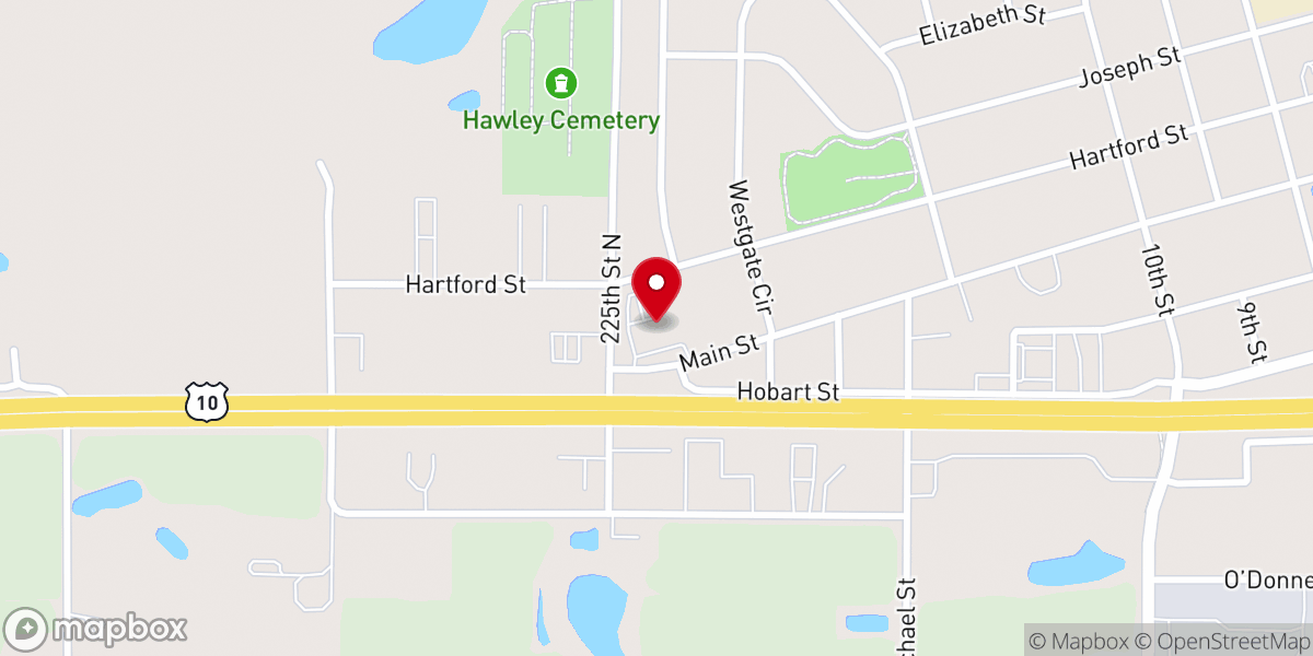 Map showing location of St. Andrew's Catholic Church