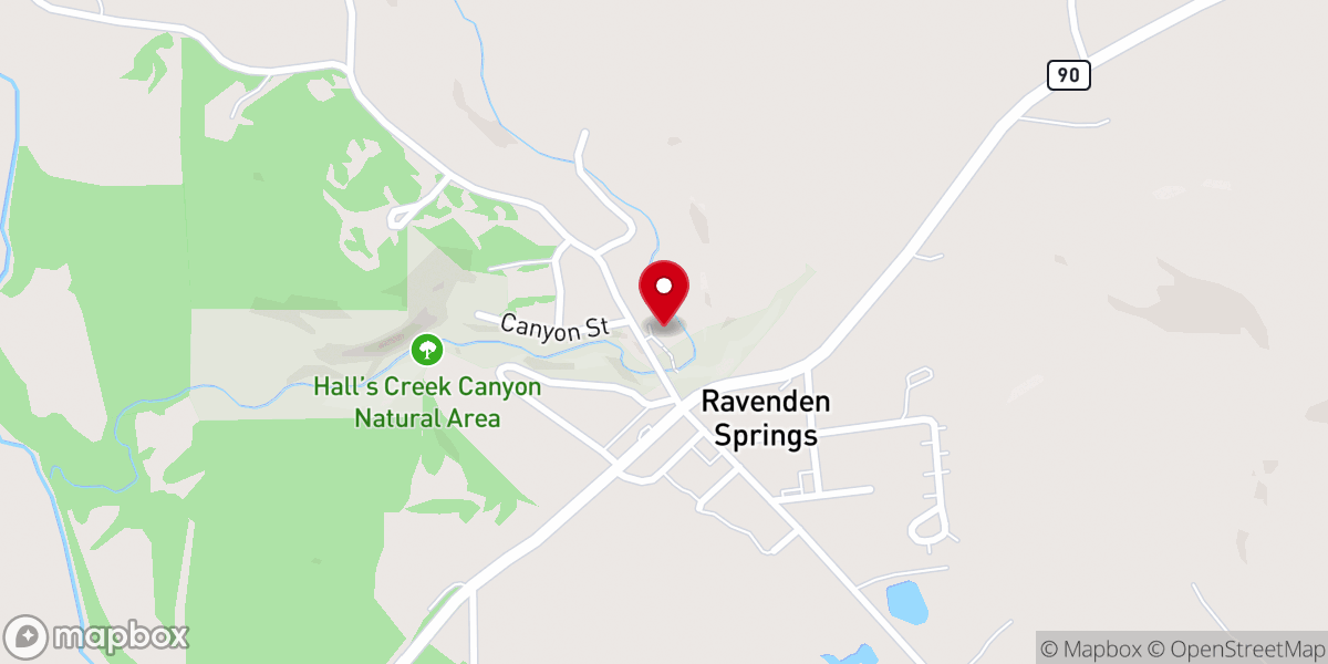 Map showing location of First Baptist Ravenden Springs