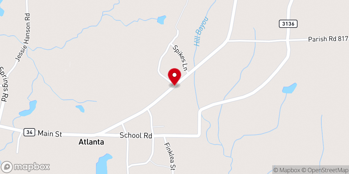 Map showing location of Atlanta Baptist Church