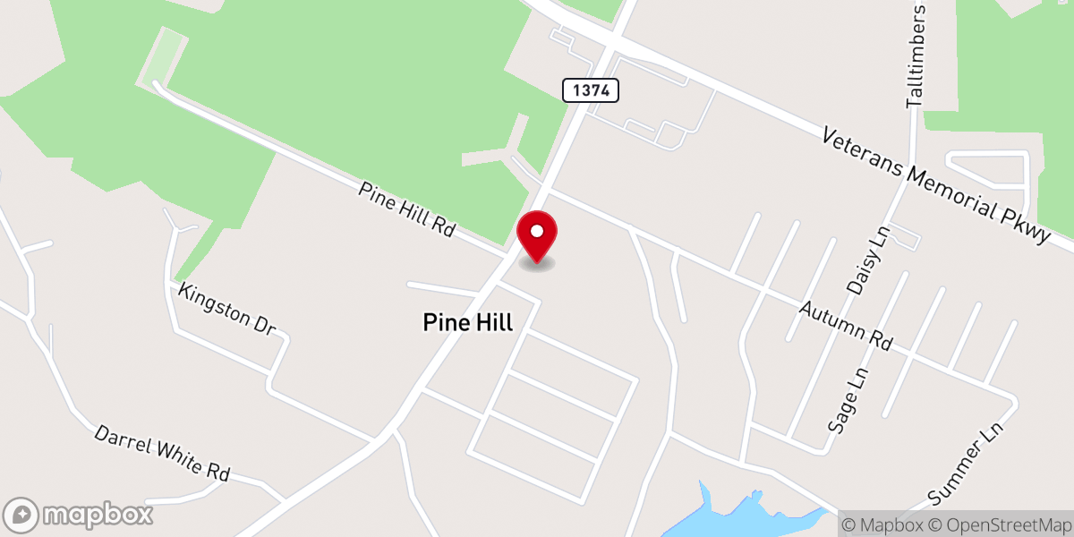 Map showing location of Pine Bluff Church