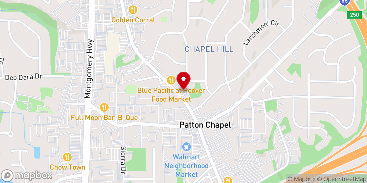 Map showing location of Grace Point Church Hoover