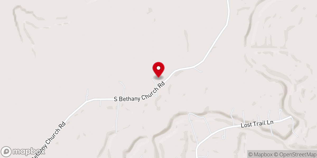 Map showing location of Bethany Church