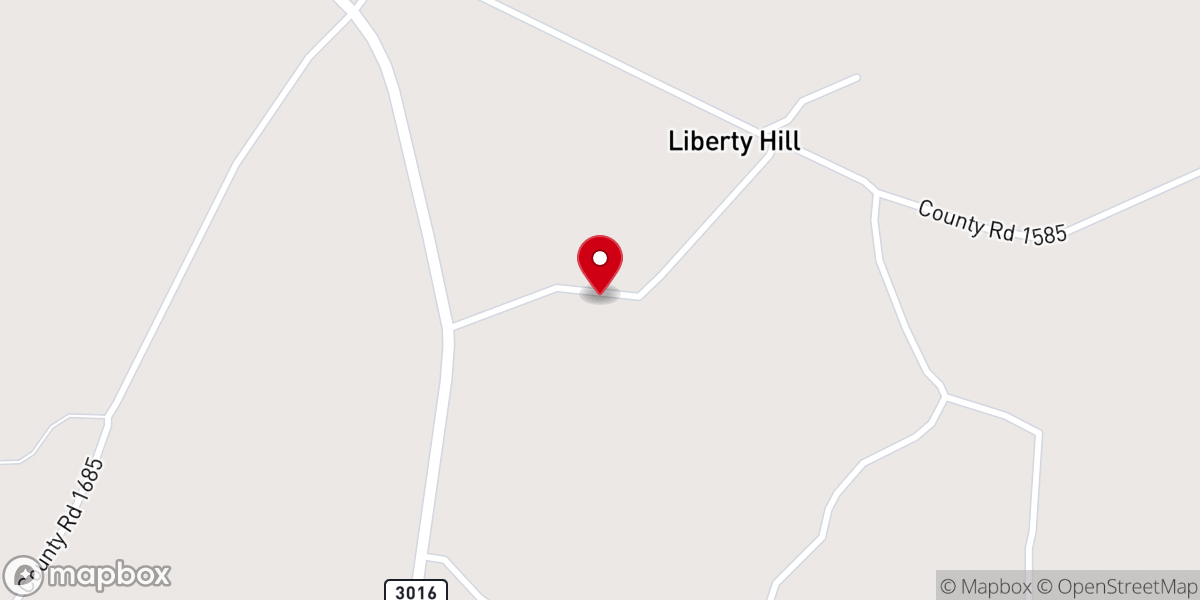 Map showing location of Liberty Hill United Methodist Church