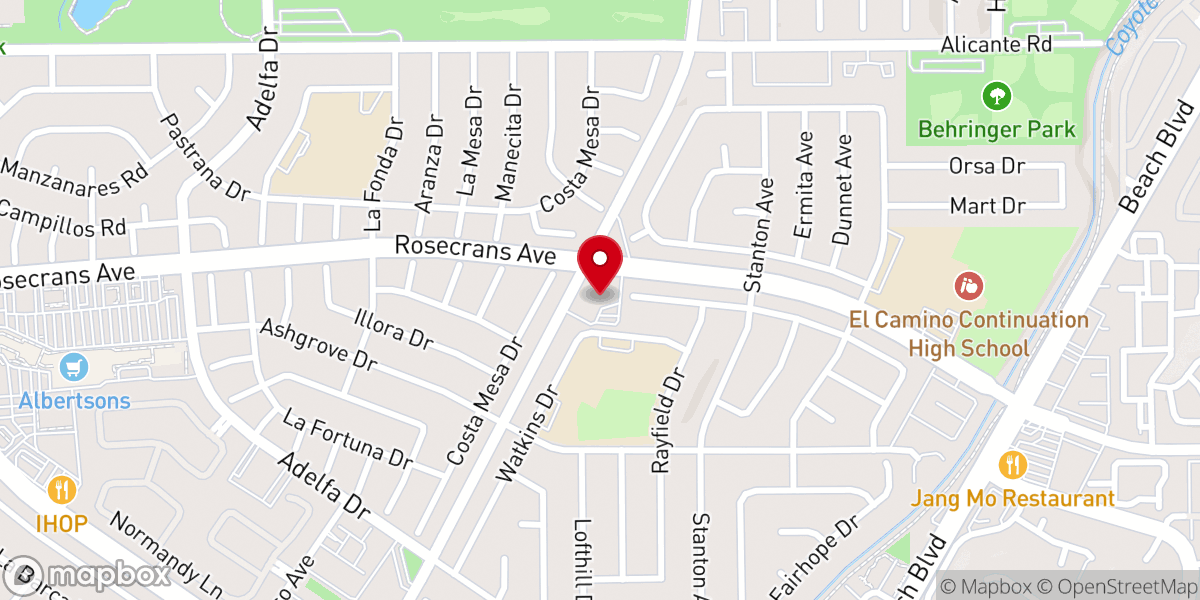 Map showing location of La Mirada Methodist Church