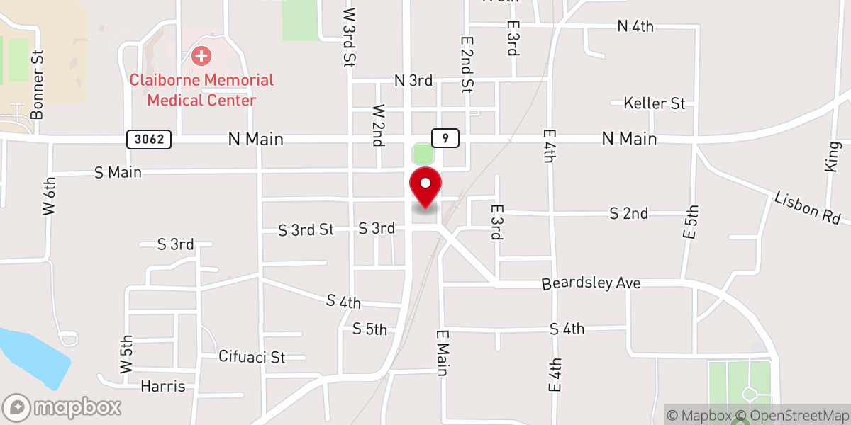 Map showing location of First Baptist Church