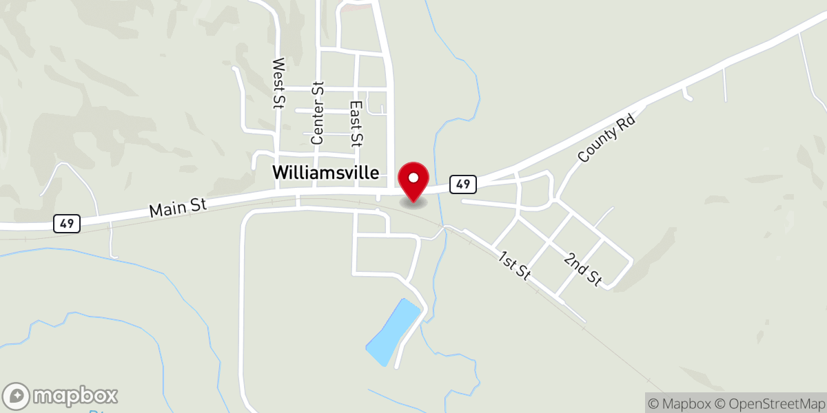 Map showing location of Williamsville City Hall