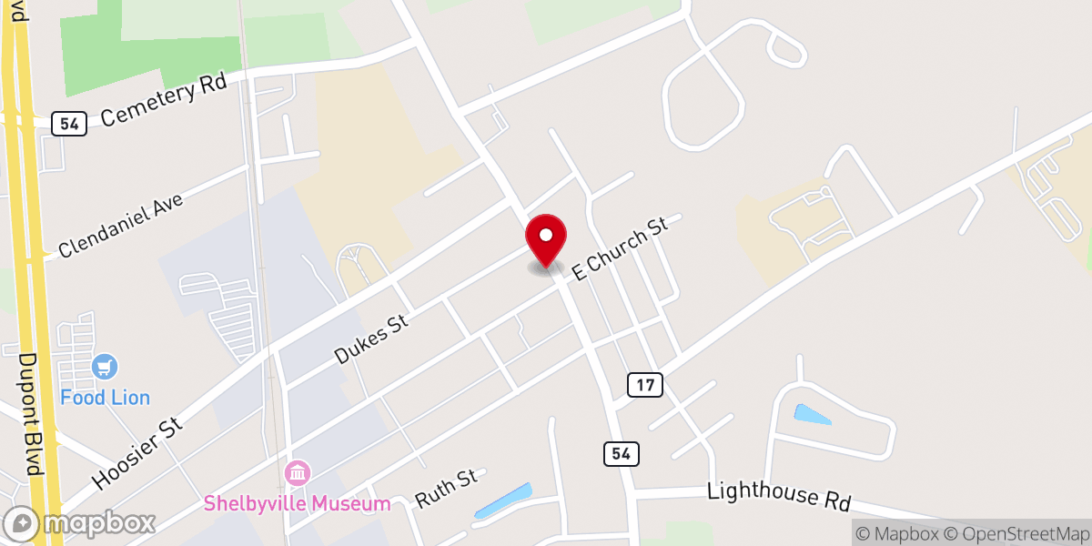 Map showing location of Selbyville Police Department