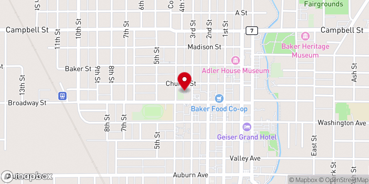 Map showing location of Calvary Baptist Church