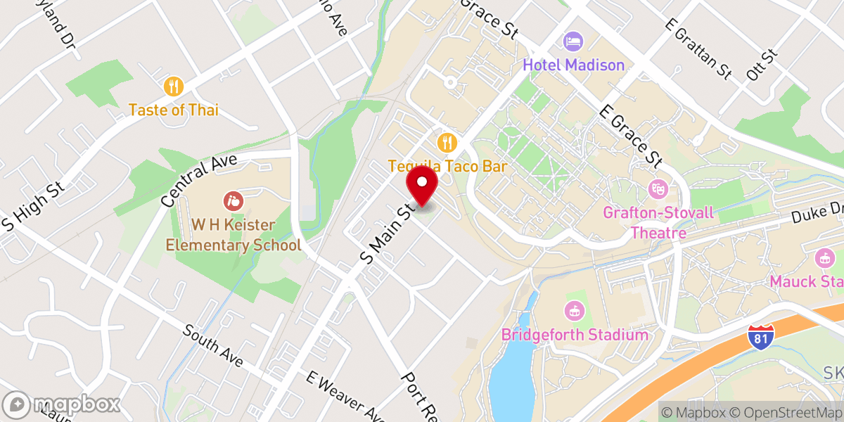 Map showing location of JMU Catholic Campus Ministry