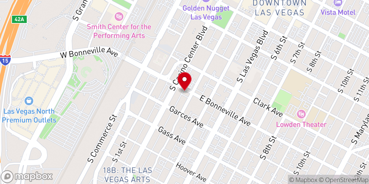 Map showing location of Downtown Vegas Chapel