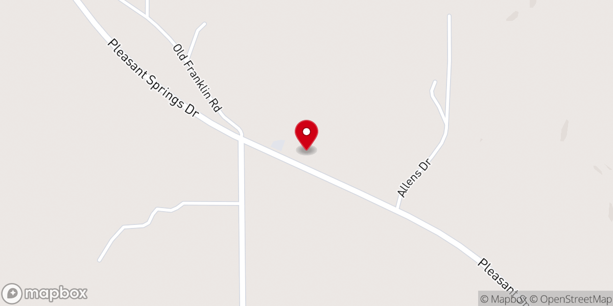 Map showing location of Pleasant Springs Baptist Church