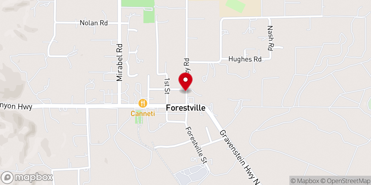 Map showing location of Forestville Christian Fellowship Baptist Church