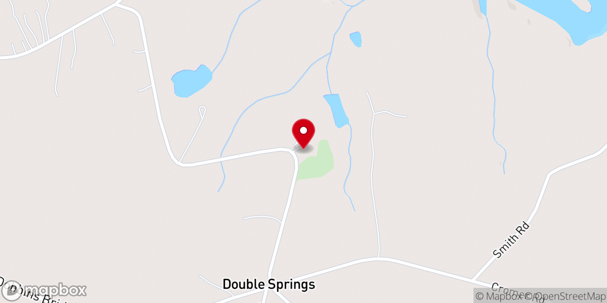 Map showing location of Double Springs Baptist Church