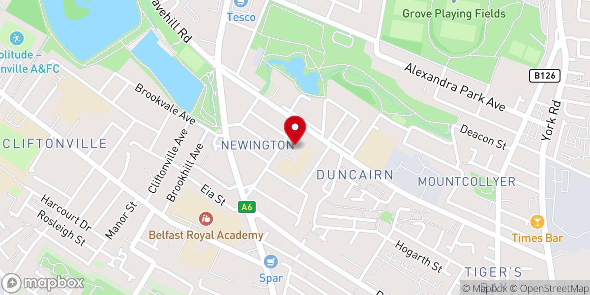 Map showing location of Holy Family Parish Belfast