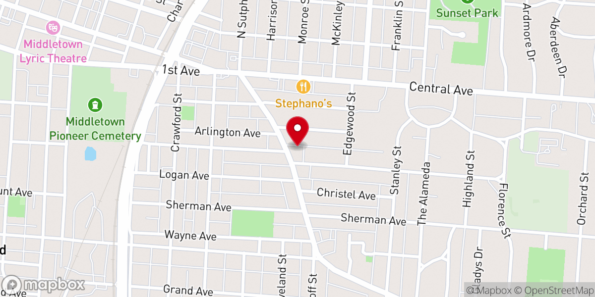 Map showing location of Middletown Nazarene Church