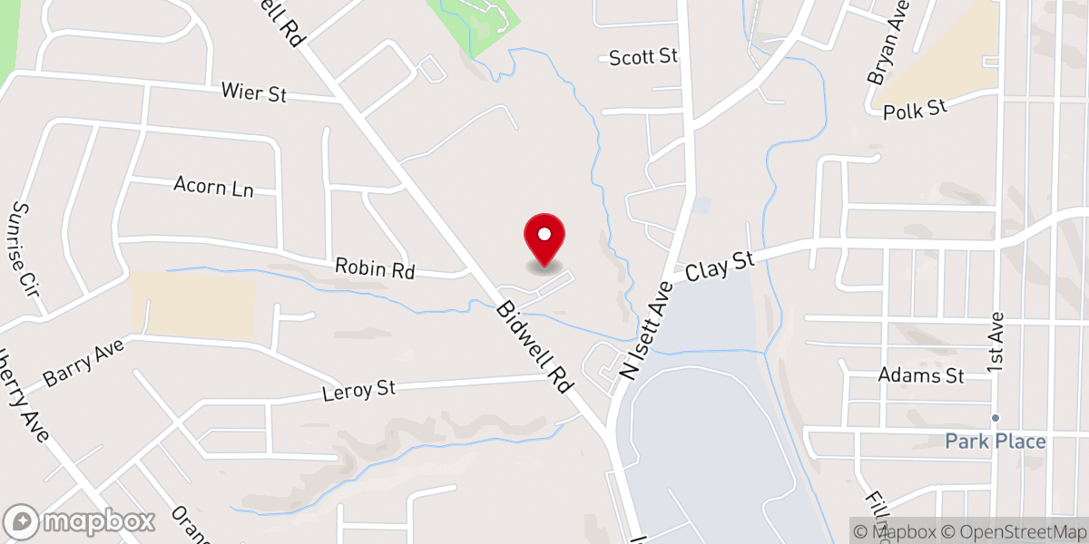 Map showing location of Hillcrest Baptist Church