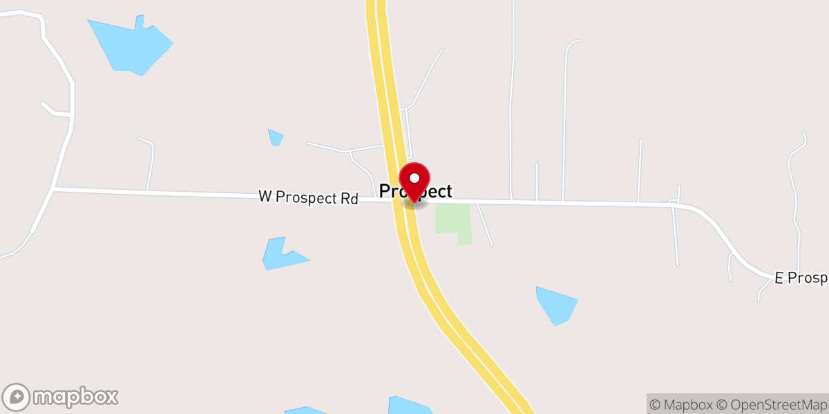 Map showing location of New Prospect Baptist Church