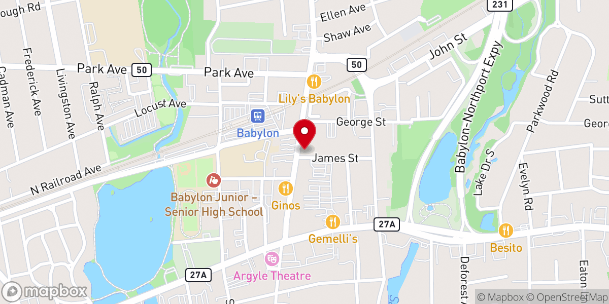 Map showing location of United Methodist Church of Babylon