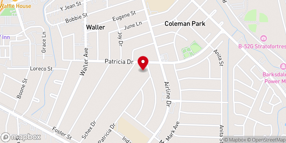 Map showing location of Barksdale Community Church