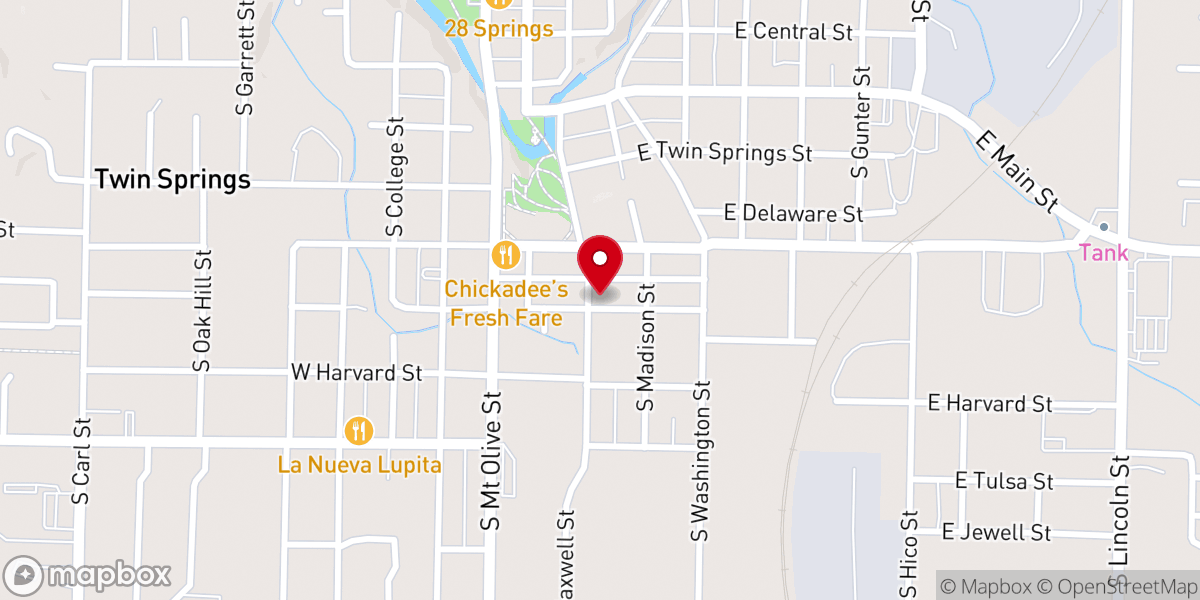 Map showing location of Siloam Springs Spanish Seventh-day Adventist Church