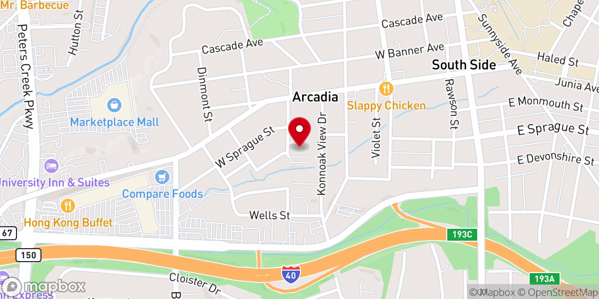 Map showing location of Freeman Street Baptist Church