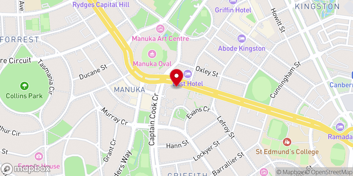 Map showing location of The Vicarage, St Paul’s Anglican Church, Manuka