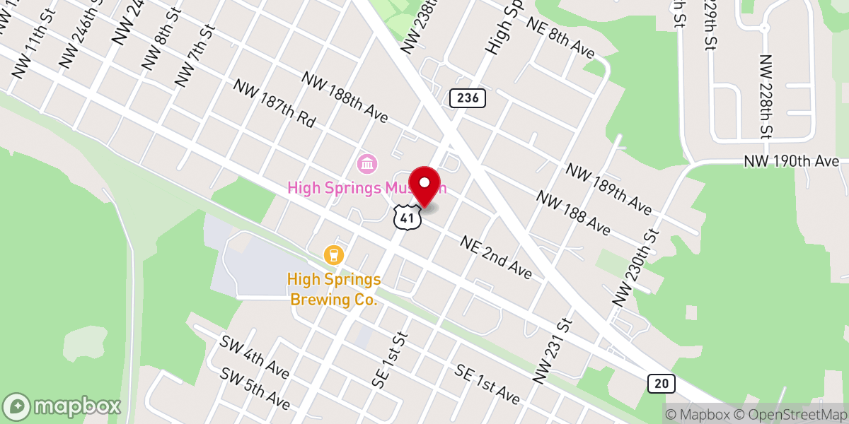 Map showing location of First Presbyterian Church of High Springs