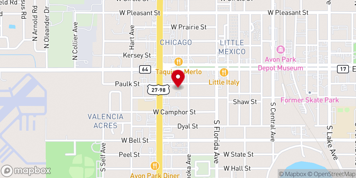 Map showing location of Cornerstone Christian Church of Avon Park