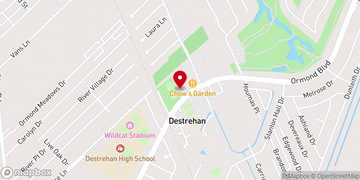 Map showing location of St Charles UMC, Destrehan, LA