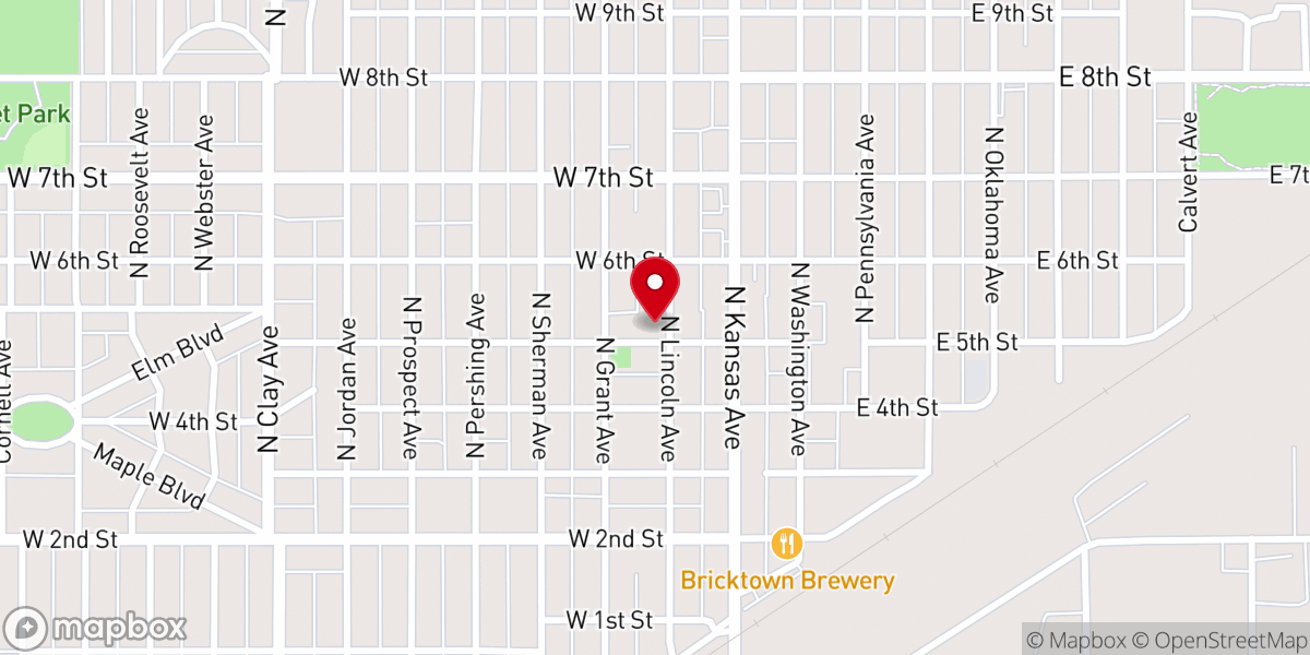 Map showing location of Central Christian Church