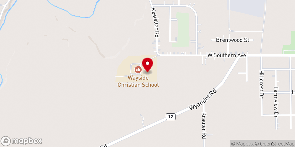 Map showing location of Wayside Christian School