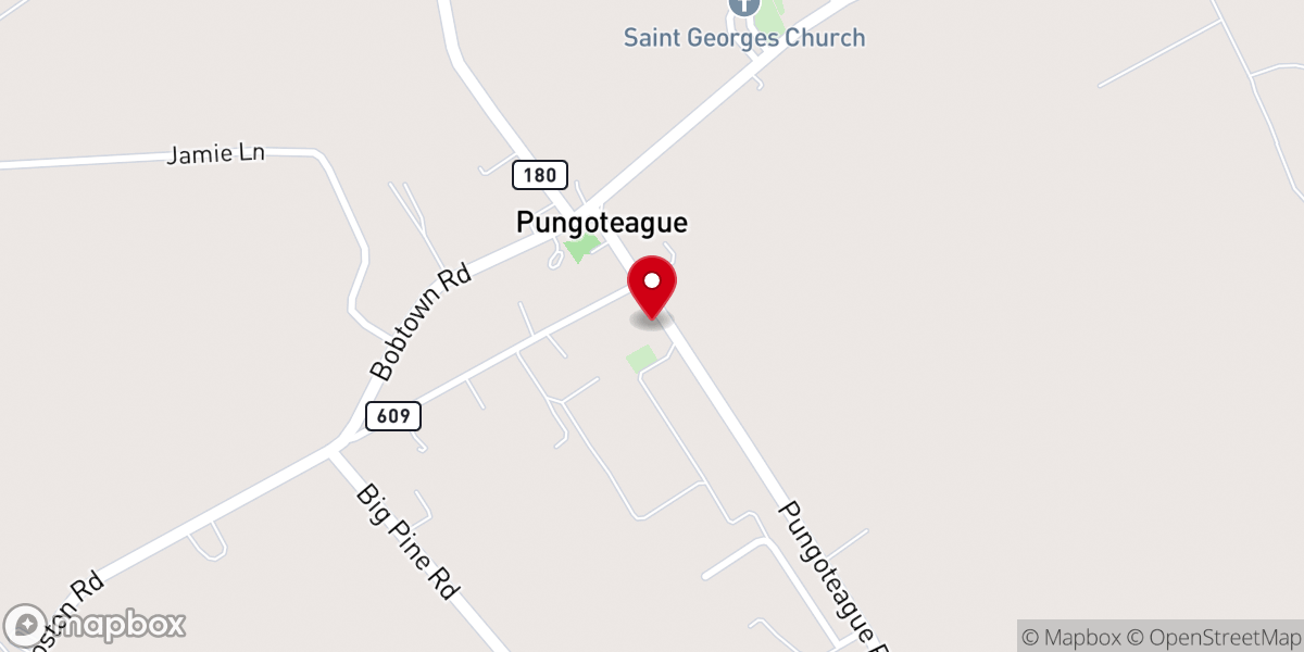 Map showing location of Pungoteague Community Church