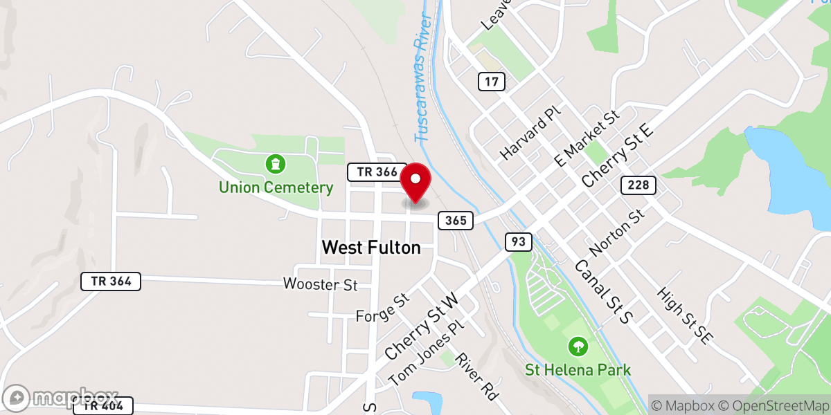 Map showing location of St. John Lutheran Church